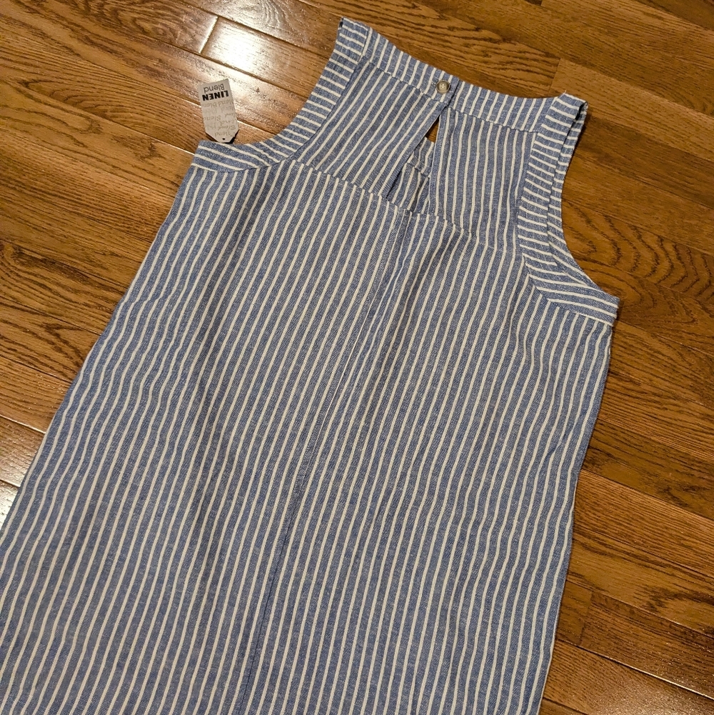 For Cynthia Side Button Blue Stripped Coastal Nautical Beach Dress NWT XL - Picture 8 of 12